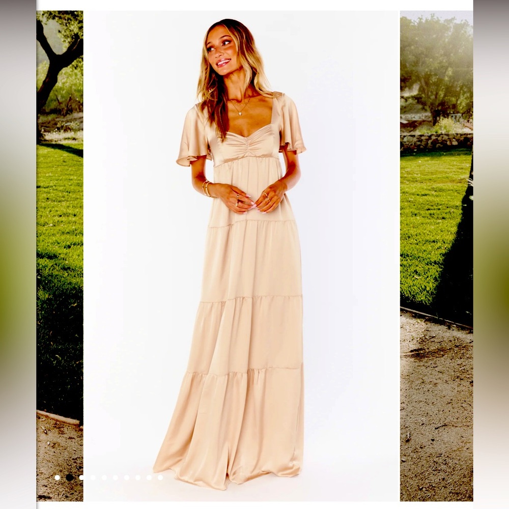 Show Me Your MuMu Beige Tiered Maxi Dress